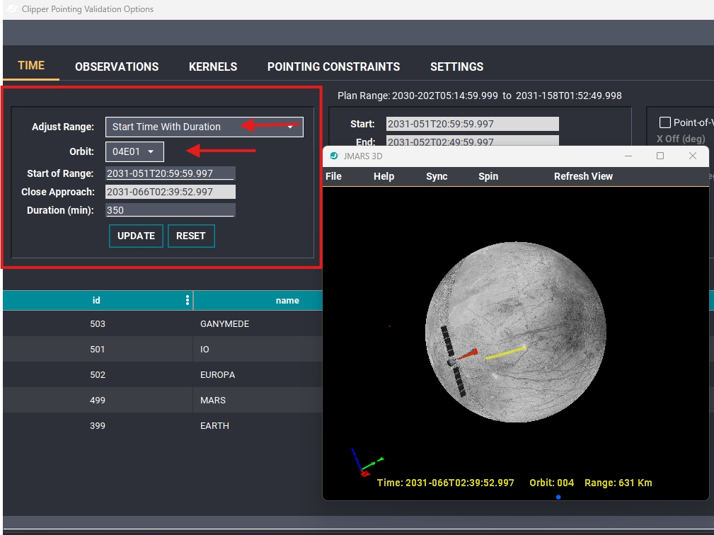 Adjust Range panel showing Start Time With Duration and a duration of 350 minutes