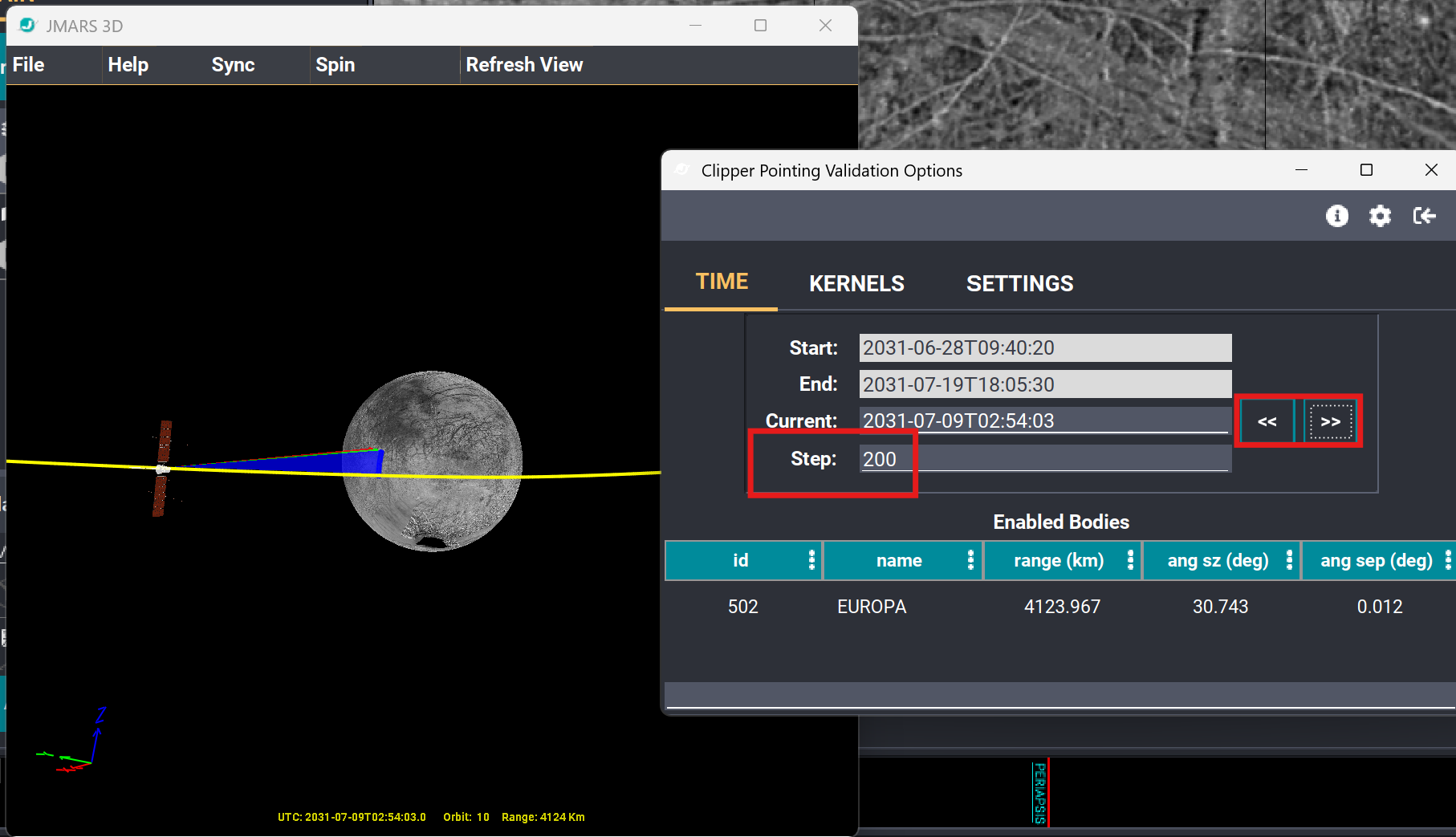 Moving the spacecraft through time