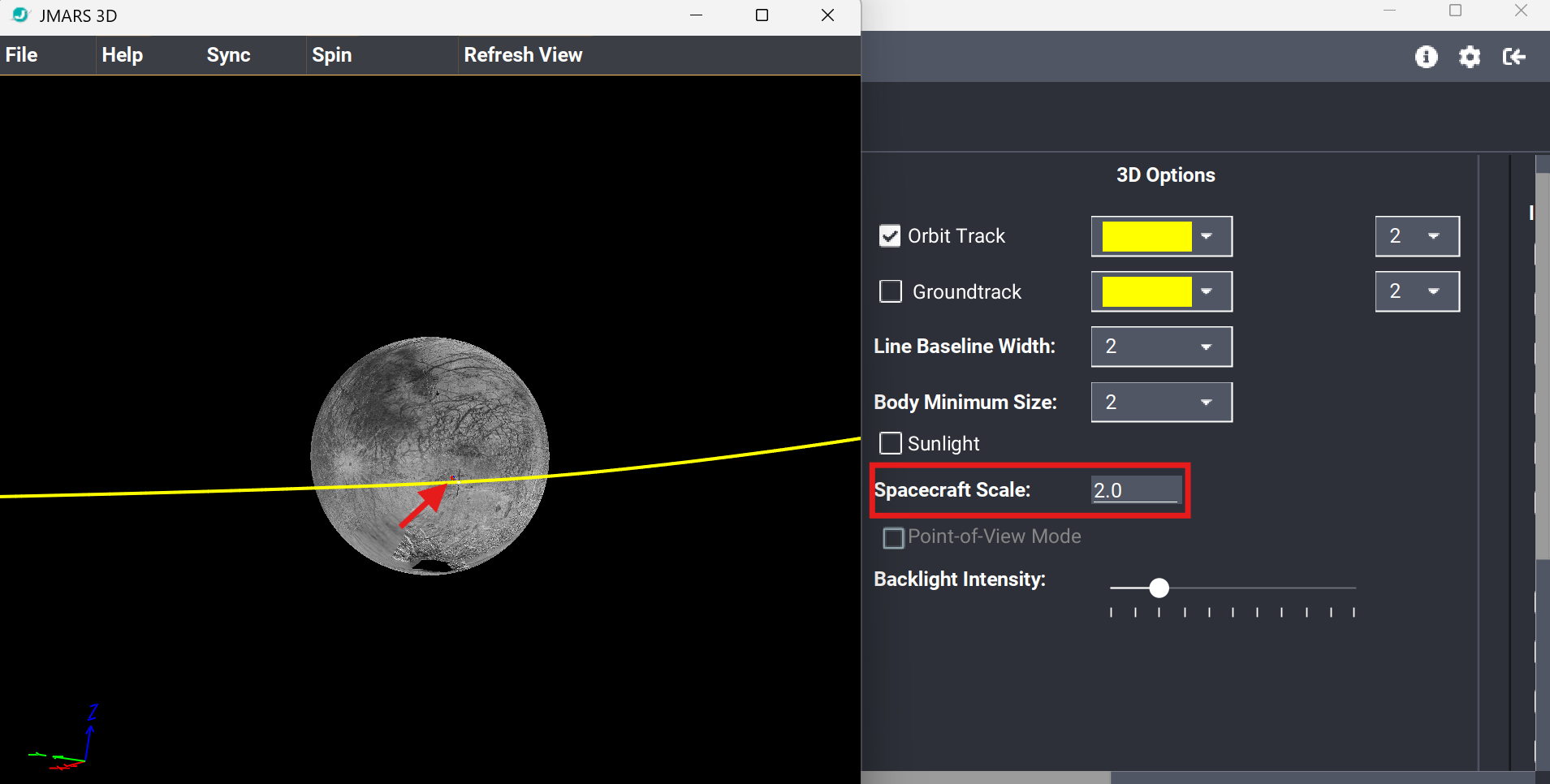 Default spacecraft size