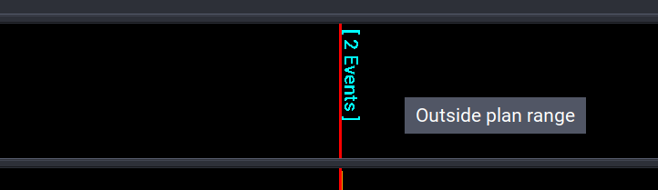 The Events ruler tooltip while the cursor is outside the planned time range