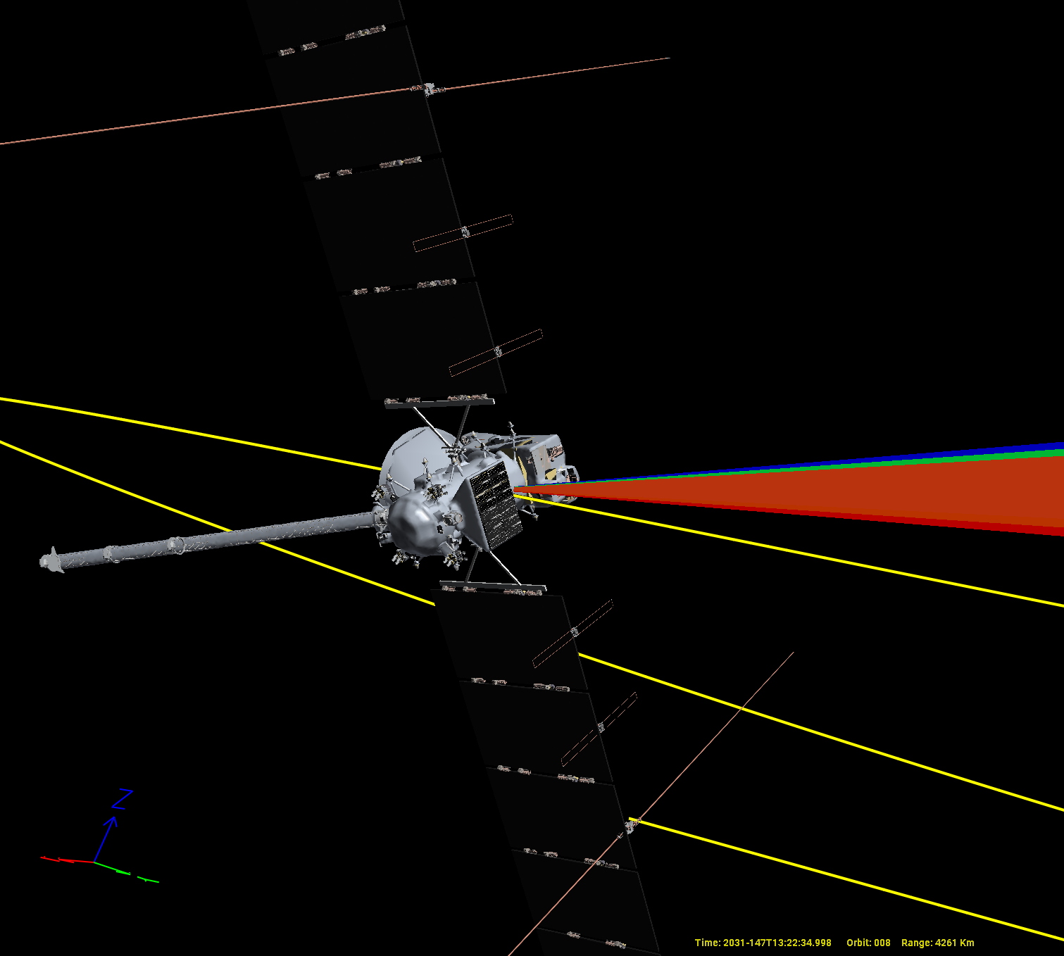 The updated detailed spacecraft model in the 3D view