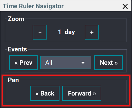 Pan controls in the Time Ruler Navigator dialog